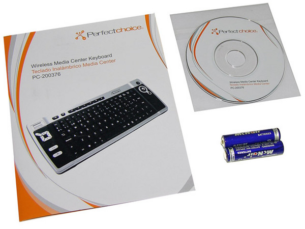 Teclado Inalámbrico Perfectchoice Media Center con Trackball integrado, USB. Color Negro/Plateado