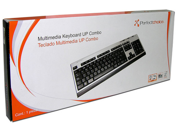 Teclado Perfectchoice Multimedia UP Combo, USB y PS/2. Color Negro/Plateado