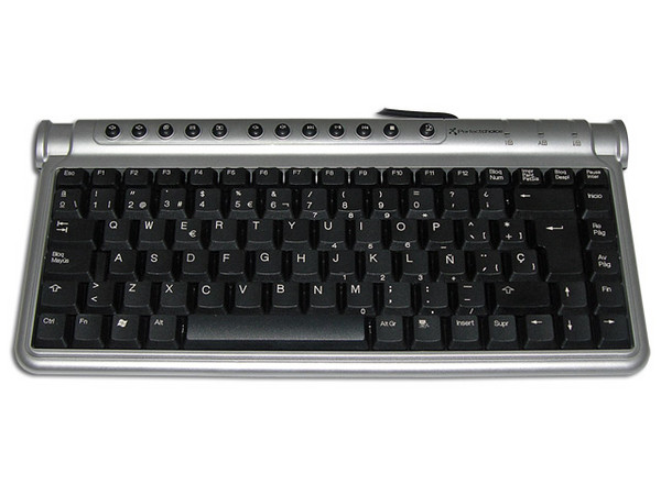 Teclado Perfectchoice Multimedia Compacto, USB. Color Negro/Plateado