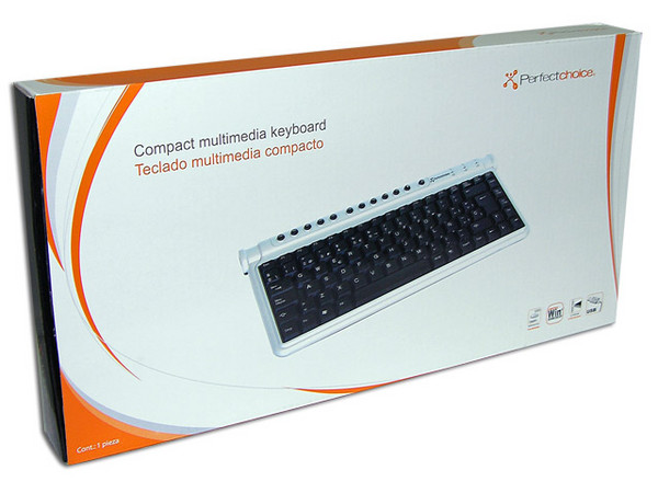 Teclado Perfectchoice Multimedia Compacto, USB. Color Negro/Plateado