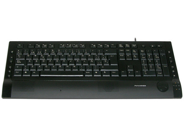 Teclado Perfectchoice Multimedia Micrófono y Bocinas Integradas, USB. Color Negro