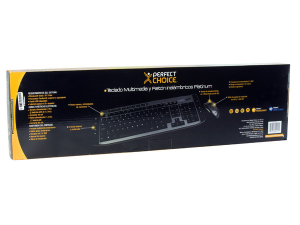 Teclado y Mouse inalámbrico Perfectchoice Platinum, USB.