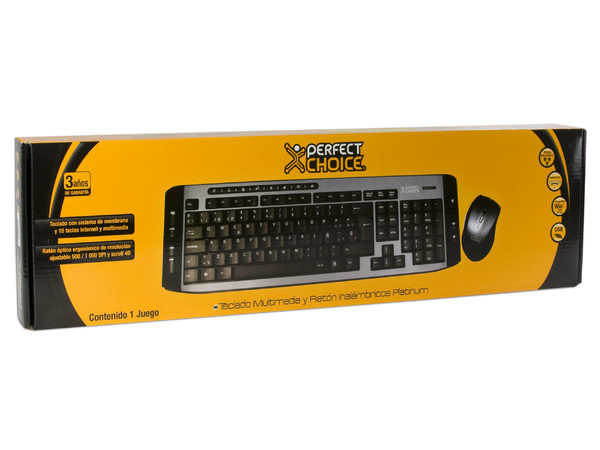 Teclado y Mouse inalámbrico Perfectchoice Platinum, USB.