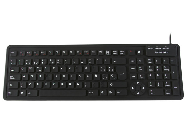 Teclado Perfect Choice Flexible Multimedia, USB/PS/2. Color Negro