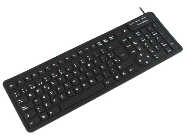Teclado Perfect Choice Flexible Multimedia, USB/PS/2. Color Negro