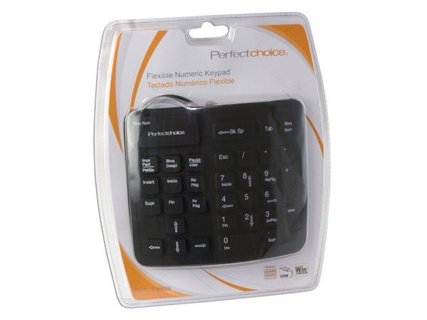 Teclado Numérico Perfect Choice Flexible, USB. Color Negro