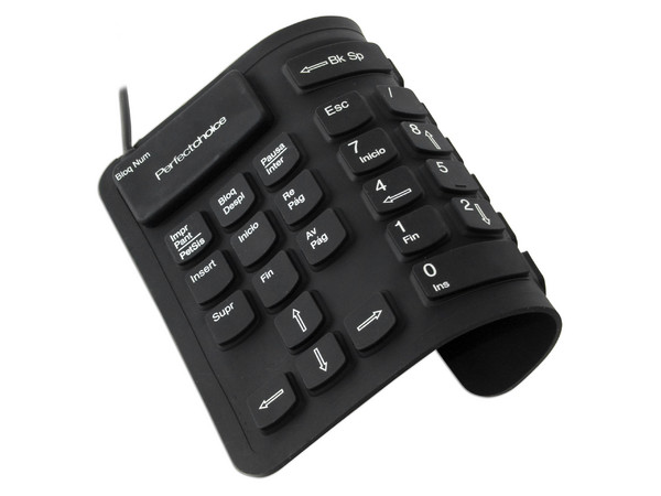 Teclado Numérico Perfect Choice Flexible, USB. Color Negro