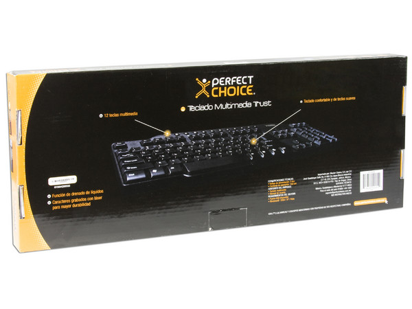 Teclado Perfect Choice Multimedia Trust, USB. Color Negro
