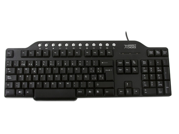 Teclado Perfect Choice Multimedia Trust, USB. Color Negro