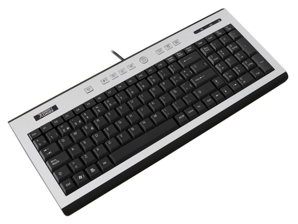 Teclado Perfect Choice Multimedia Aluminium, USB. Color Negro/Plateado