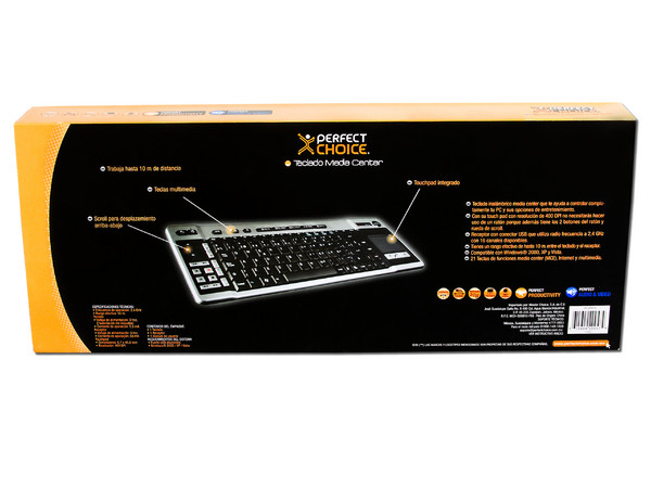 Teclado Perfect choice Media Center con Scroll y touchpad integrado, USB.
