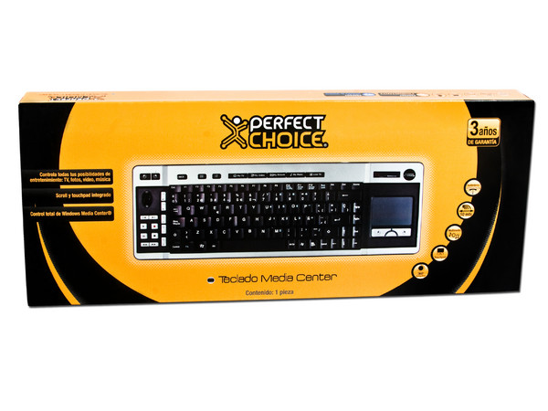 Teclado Perfect choice Media Center con Scroll y touchpad integrado, USB.