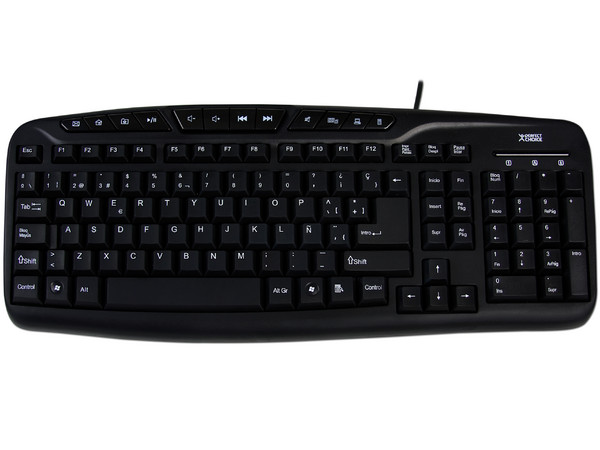 Teclado Perfect Choice Multimedia Bold, PS/2. Color Negro