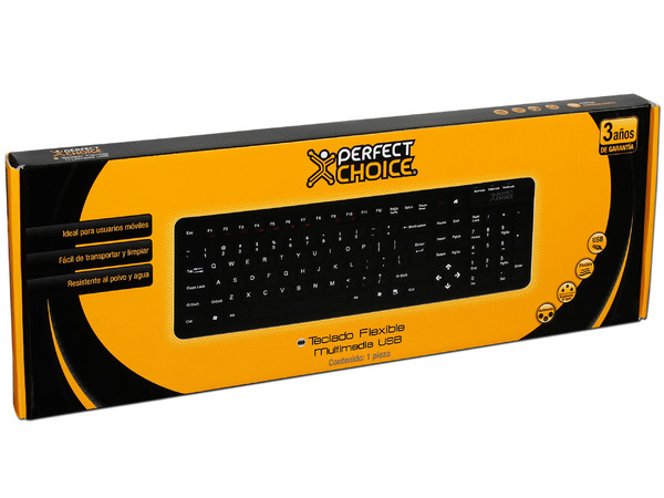 Teclado Flexible Perfect Choice Multimedia, USB