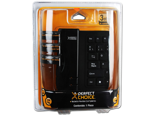 Teclado Perfect Choice Flexible Compacto, USB. Color Negro