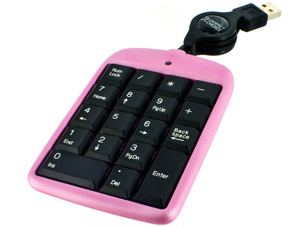 Teclado Numérico Perfect Choice, retráctil, USB. Color Rosa