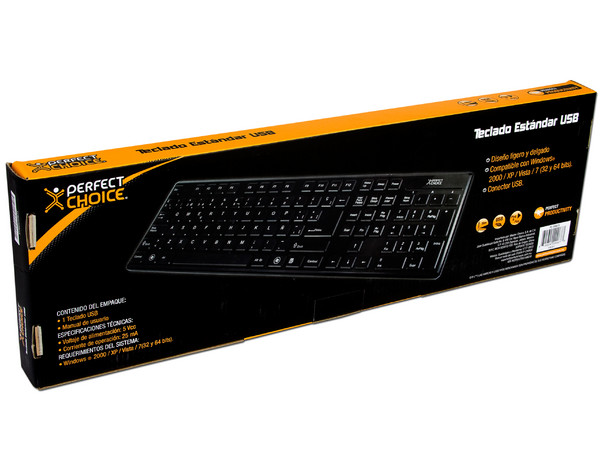 Teclado Slim Perfect Choice, USB. Color Negro