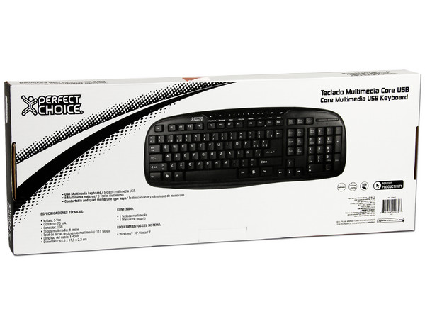 Teclado Multimedia Perfect Choice Core, USB 