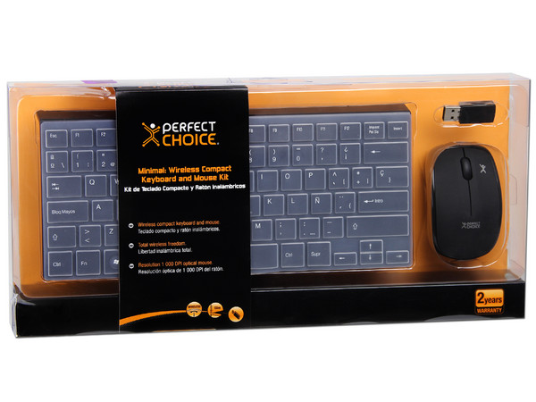 Teclado Compacto y Mouse Inalámbricos Perfect Choice, USB.