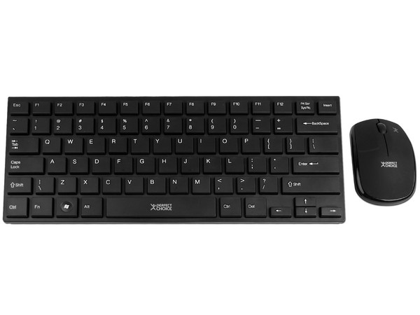 Teclado Compacto (versión en inglés) y Mouse Inalámbricos  Perfect Choice, USB.