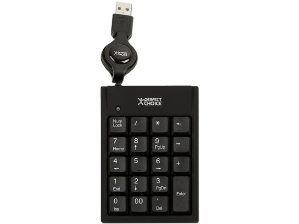 Teclado Numérico Perfect Choice Elemental, retráctil, USB. Color Negro 