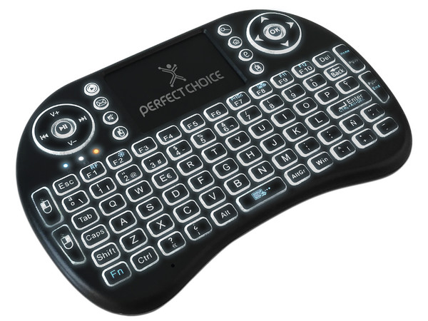Mini teclado inalámbrico Perfect Choice con touchpad, USB. Color Negro.