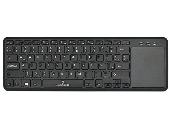 Teclado multimedia inalámbrico Perfect Choice con Touchpad integrado, Color Negro (Versión Español).