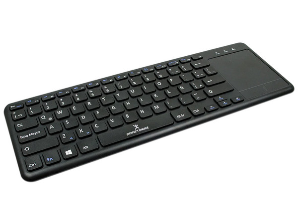 Teclado multimedia inalámbrico Perfect Choice con Touchpad integrado, Color Negro (Versión Español).