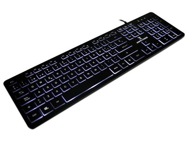 Teclado Perfect Choice PC-201304, Iluminación en Teclas para Oficina, Retroiluminación en Color Blacklight.