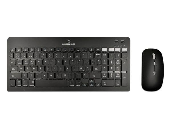 Kit de Teclado y Mouse Perfect Choice Zebrary, Bluetooth, Receptor USB, Batería Recargable, Color Negro.