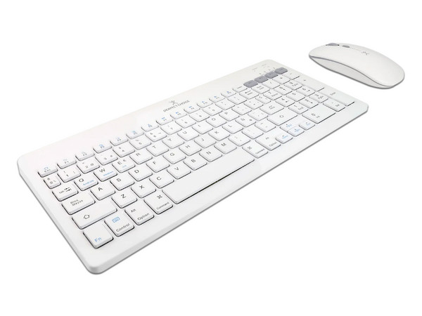 Kit de Teclado y Mouse Perfect Choice Zebrary, Bluetooth, Receptor USB, Batería Recargable, Color Blanco.