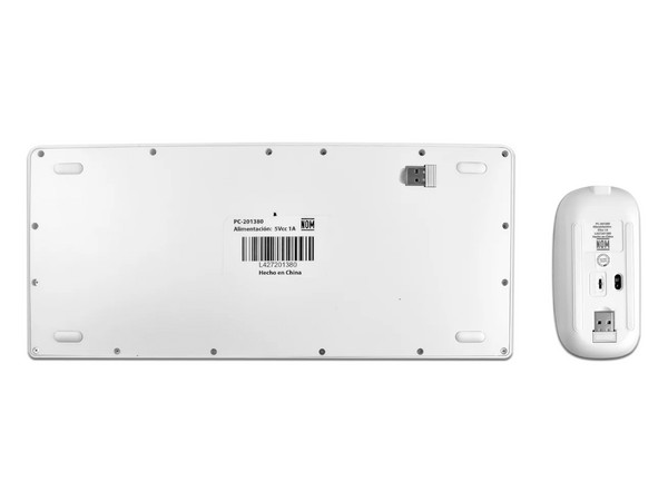 Kit de Teclado y Mouse Perfect Choice Zebrary, Bluetooth, Receptor USB, Batería Recargable, Color Blanco.