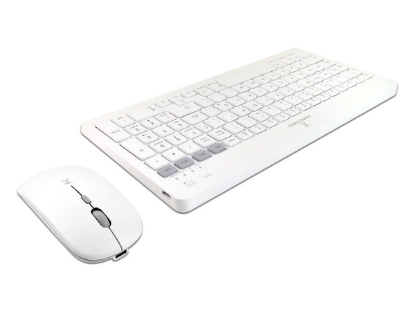 Kit de Teclado y Mouse Perfect Choice Zebrary, Bluetooth, Receptor USB, Batería Recargable, Color Blanco.