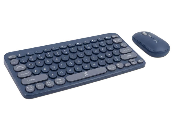 Kit de Teclado y Mouse Inalámbrico Perfect Choice PC-201458, 1000DPI, Bluetooth, Receptor USB. Color Azul. (Versión en Español).