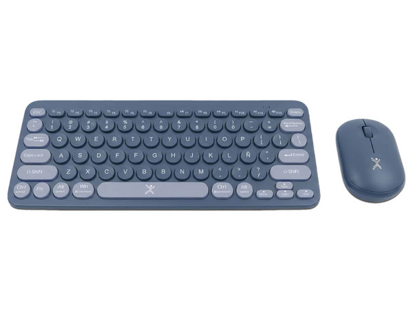 Kit de Teclado y Mouse Inalámbrico Perfect Choice PC-201458, 1000DPI, Bluetooth, Receptor USB. Color Azul. (Versión en Español).