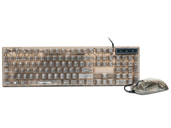 Kit Perfect Choice Gamer Transparente con Teclado y Mouse Helumo