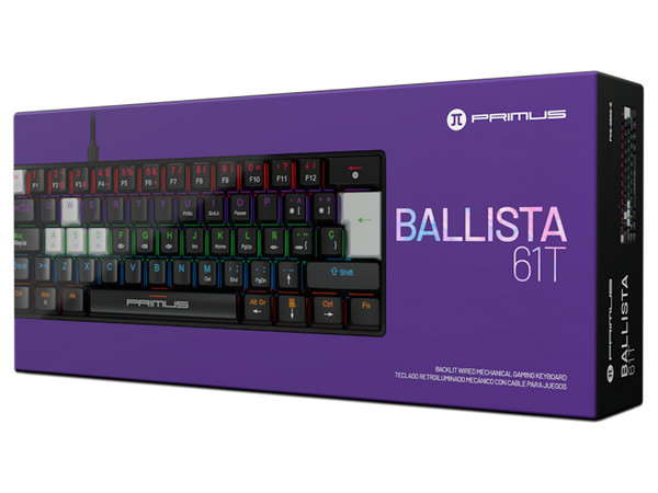 Teclado Gamer Mecánico Primus Gaming BALLISTA61T PKS-060G-S, USB, RGB, (Versión en Español). Color Negro.