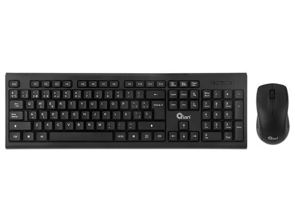 Kit de teclado y mouse QIAN Keymate 2.0, alámbrico, USB 2.0, versión en español. Color negro.