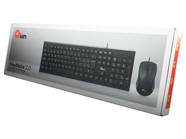 Kit de teclado y mouse QIAN Keymate 2.0, alámbrico, USB 2.0, versión en español. Color negro.