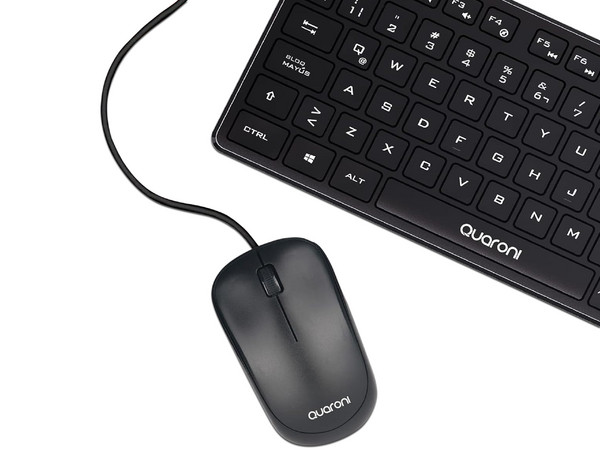 Teclado y Mouse Quaroni KAQ01, USB, Español. Color Negro.