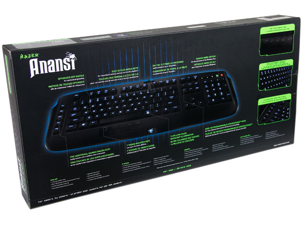 Teclado Gaming MMO Razer Anansi con 7 teclas modificables para pulgares y mas de100 teclas programables Hyperesponse, USB. (versión en inglés)