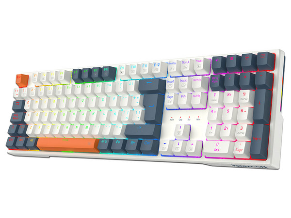 Teclado Gamer Mecánico Redragon Trundle K668, RGB, USB Tipo C. Color Blanco. (Versión en Inglés).