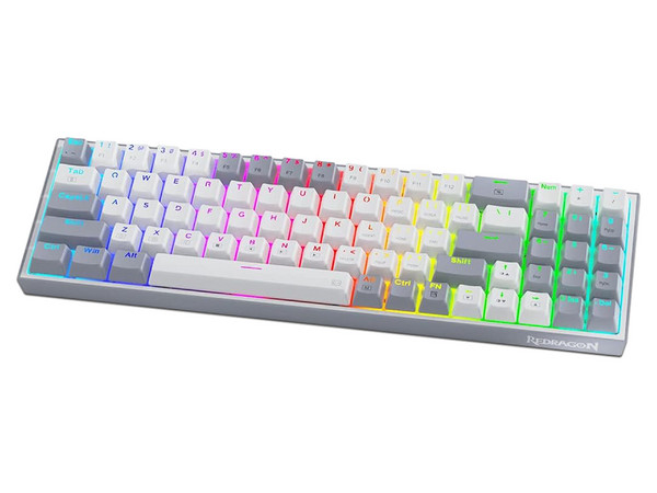 Teclado Mecánico Compacto Redragon Pollux K628, RGB, USB Tipo C. Color Blanco. (Versión en Inglés)