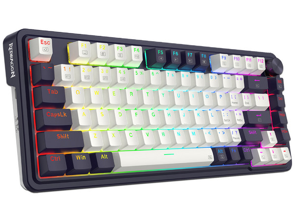 Teclado Inalámbrico Mecánico Redragon Ucal Pro K673, RGB, Receptor USB, Bluetooth. Color Blanco y Negro. (Versión en Inglés).