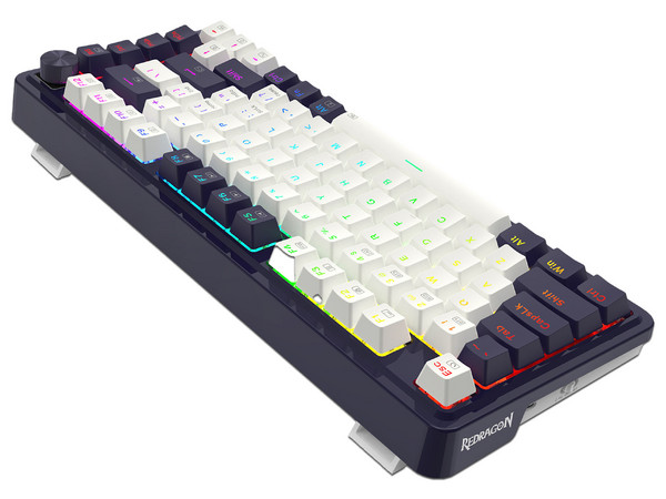 Teclado Inalámbrico Mecánico Redragon Ucal Pro K673, RGB, Receptor USB, Bluetooth. Color Blanco y Negro. (Versión en Inglés).