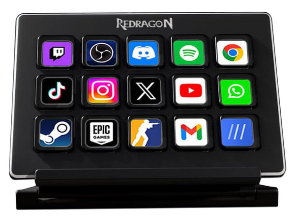 Teclado Redragon Streamcraft SS550, 15 Teclas LCD Programables, 6 Perfiles, USB. Color Negro.