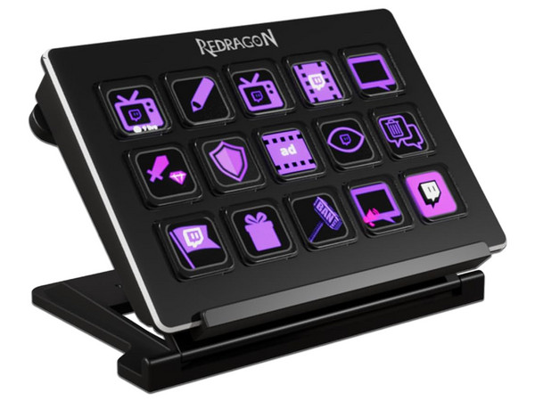 Teclado Redragon Streamcraft SS550, 15 Teclas LCD Programables, 6 Perfiles, USB. Color Negro.
