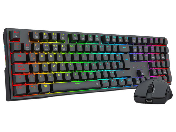 Kit de Teclado y Mouse Redragon S146, USB, 26000 DPI, RGB. Color Negro. (Versión en Español).