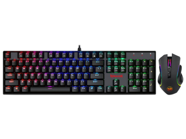 Kit de Teclado y Mouse Gamer Redragon K551, RGB, Switch Redragon Blue, USB, Color Negro, (Versión en Español).