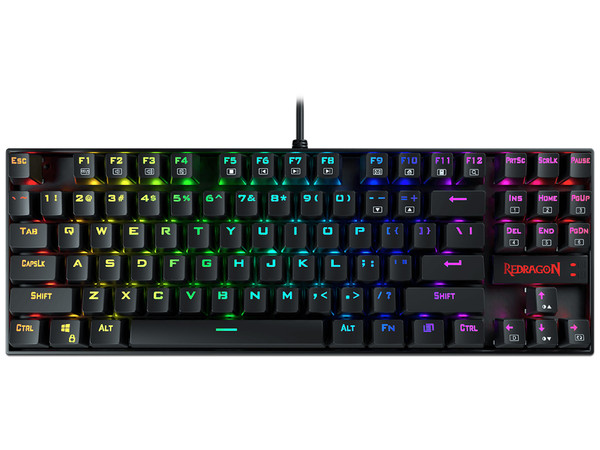 Teclado Mecánico Gamer Redragon Kumara K552, Switch Redragon Blue, Iluminación RGB, USB. Color Negro.
